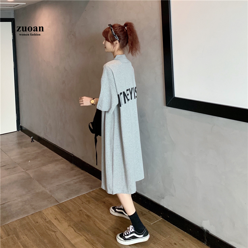 SUXI Đầm Midi Ngắn Tay Dáng Rộng Cổ Bẻ Xinh Xắn Cho Nữ