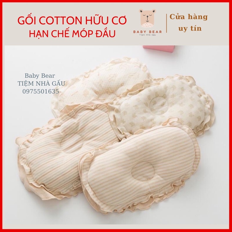 Gối cho bé ORGANIC 100% SỢI COTTON HỮU CƠ TỰ NHIÊN hạn chế méo đầu ở trẻ sơ sinh