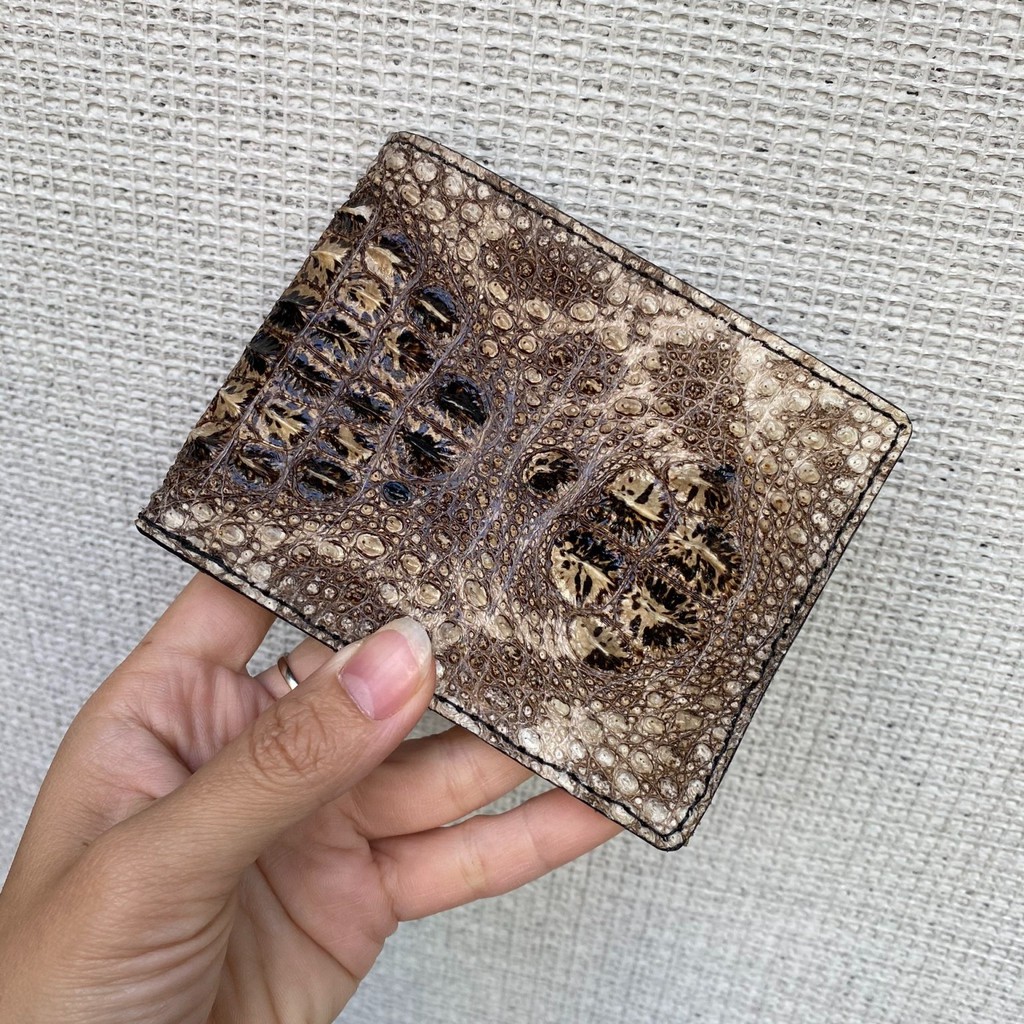 VÍ NAM NGANG MÀU NGUYÊN THỦY DA CÁ SẤU THẬT 100% 1 MẶT BẢO HÀNH 12 THÁNG