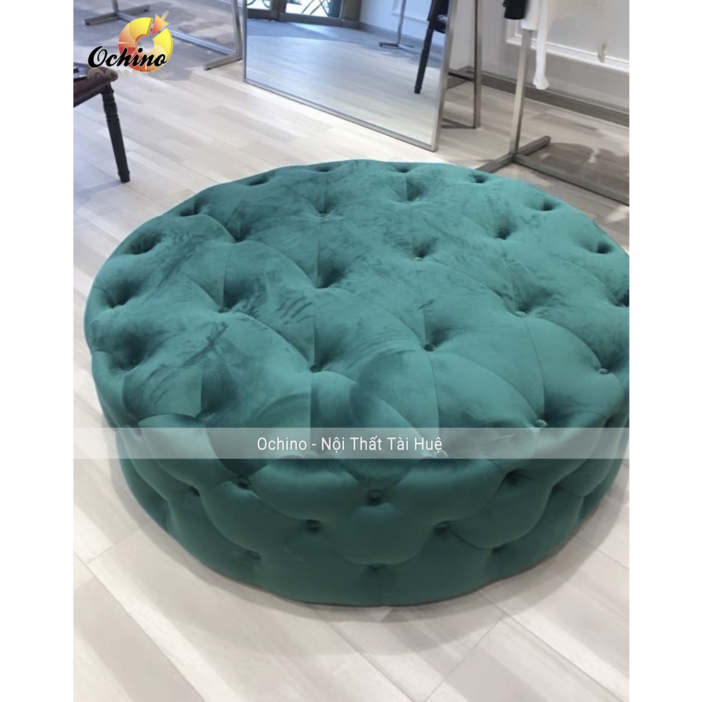 Đôn Tròn decor cho shop hoặc phòng ngủ mẫu Nhún cổ điển Cao Cấp size 80cm và 1m ( có sẵn)