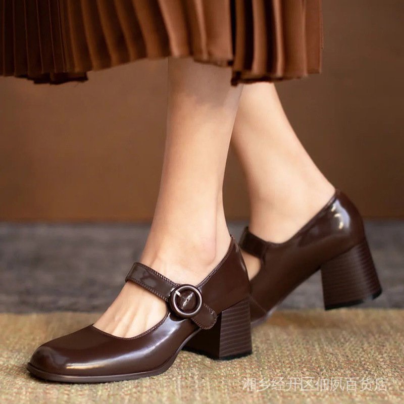 Giày Cao Gót Mary Jane Phong Cách Retro 2021 Màu Sắc Kẹo Ngọt Xinh Xắn