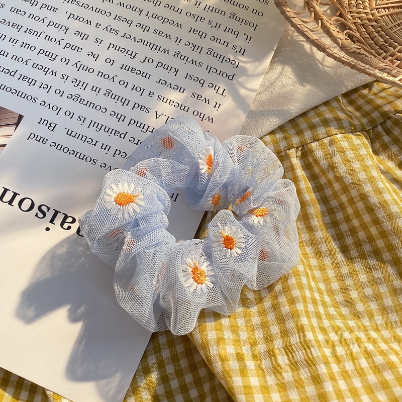 Dây Buộc Tóc Phối Họa Tiết Hoa Cúc Phong Cách Hàn Quốc