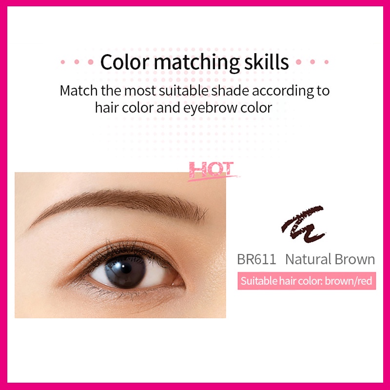 Bút kẻ lông mày ZA br611 0.17g mềm mại màu nâu tự nhiên hai đầu lâu trôi chống thấm nước không phai màu