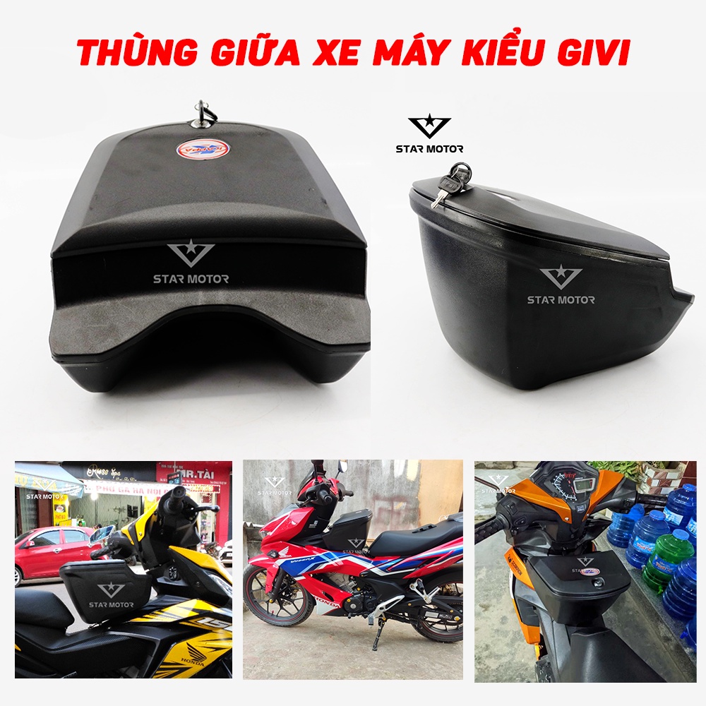 Thùng Giữa Xe máy kiểu Givi gắn Winner, Winner X, wave 110, ex135,155 Kèm pat đầy đủ