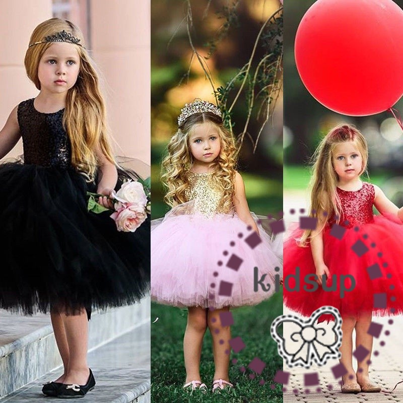 ✸ღ✸Fashion Kids Baby Flower Girls Party Sequins Dress Gown Bridesmaid Dresses XMAS