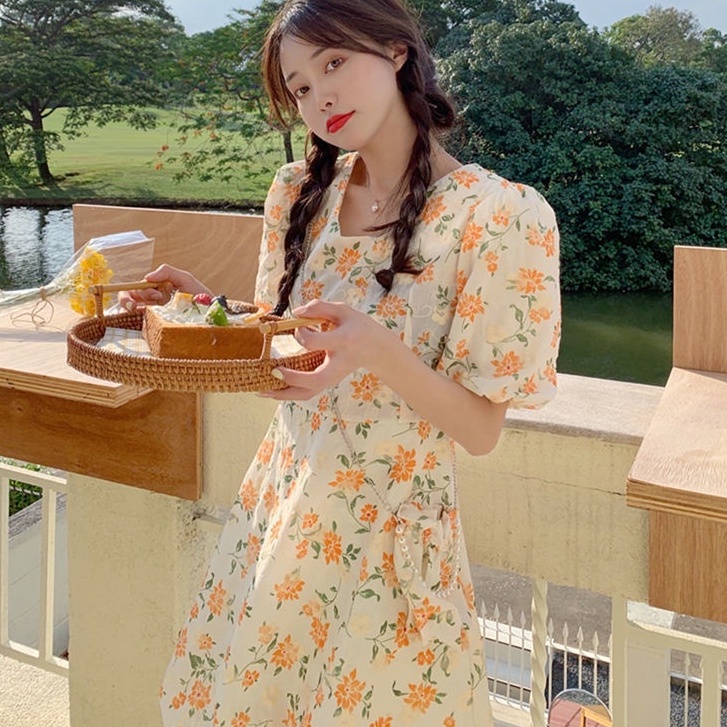 Đầm Chữ a Cổ Vuông Thời Trang Mùa Hè Cho Nữ