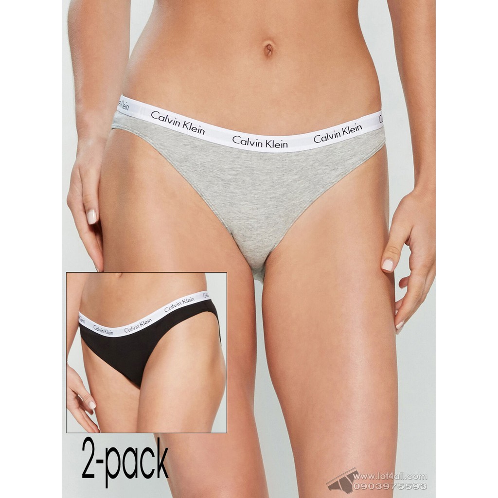 [CHÍNH HÃNG] Quần lót nữ Calvin Klein QD1646O Logo Waist Bikini Panty 2-pack Black/Grey