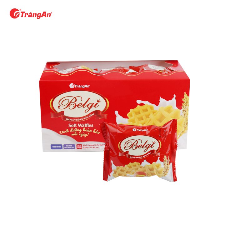 Combo ăn sáng: 1 hộp bánh quy mềm Belgi vị trứng sữa 322g và 1 gói bánh trứng ruốc Fasty 156g, thương hiệu Tràng An