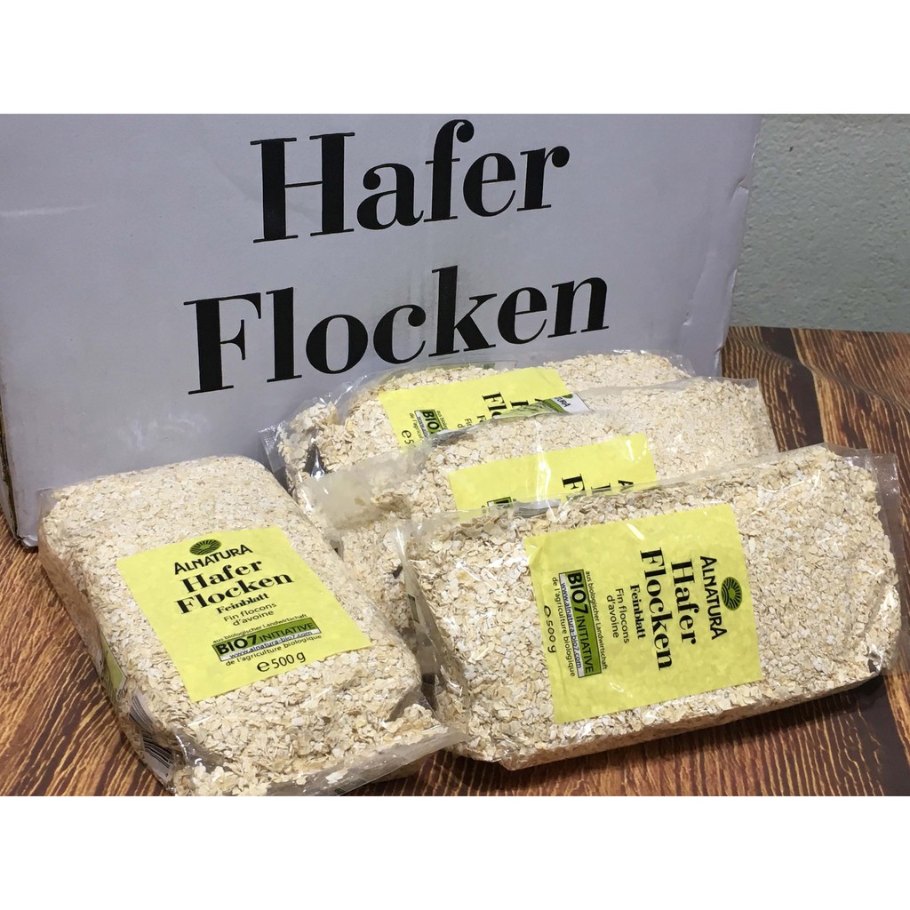 1 thùng 20 bịch Yến mạch tươi nguyên chất cán vỡ Hafer Flocken 500gr của Đức. Tổng khối lượng 20 x 500gr = 10 kg.