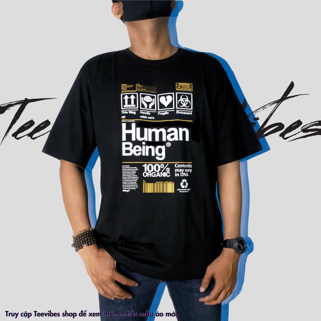 Áo thun tay lỡ TEEVIBES dáng Unisex phong cách in hình Human Being TV004 | BigBuy360 - bigbuy360.vn