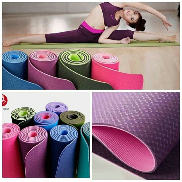 Thảm tập yoga 2 lớp TPE loại đẹp cao cấp kèm túi đựng thảm [Giá xả kho 3 ngày]