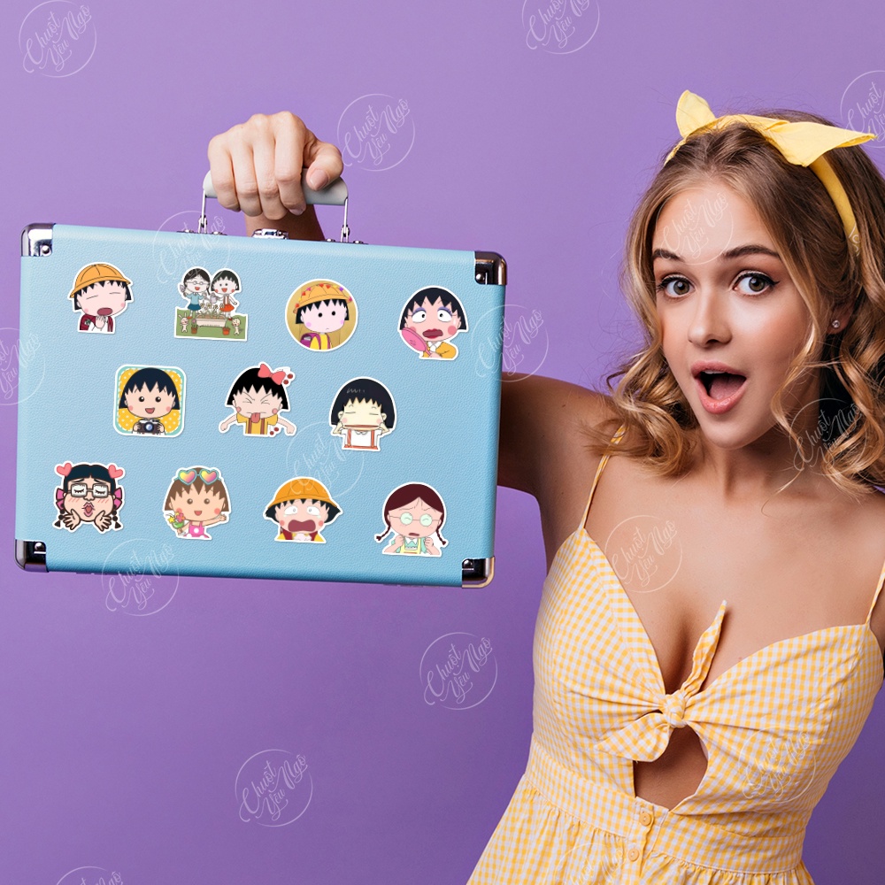 Combo 30/60/120/180 sticker Nhóc MARUKO hình dán decal trang trí chống nước Chibi Maruko-chan dễ thương