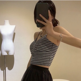 Áo bra croptop hai dây kẻ sọc caro cá tính