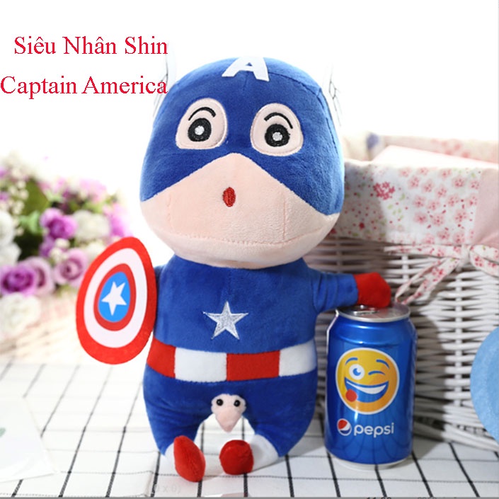 Thú bông bằng bông cao cấp lông mềm mịn Bộ tứ siêu nhân Shin ngộ nghĩnh 35cm thú nhồi bông