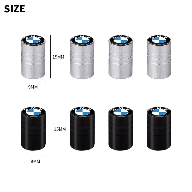 Bộ 4 Nắp Van Khí Bánh Xe Hơi Bằng Nhôm Màu Đen / Bạc Cho BMW E61 E90 E82 E70 E71 E87 E88 E89 X5 X6