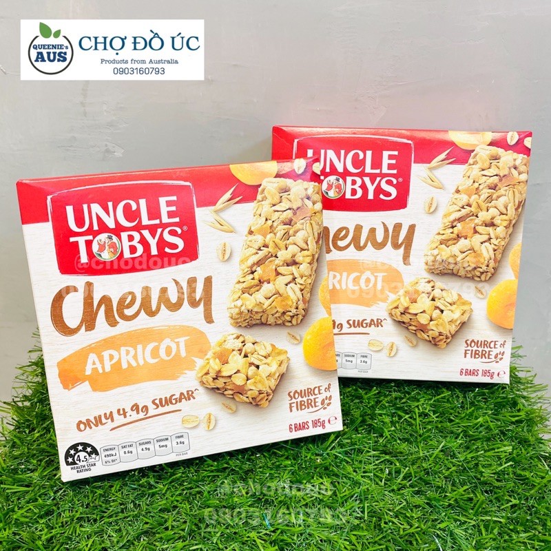 Ngũ cốc giảm cân dạng thanh protein Muesli UNCLE TOBYS Chewy - nhập Úc 🇦🇺 hộp 6 thanh