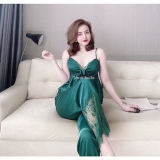 Đồ bộ 2 dây satin ren dài,đồ hai dây mặc nhà,bộ 2 dây satin