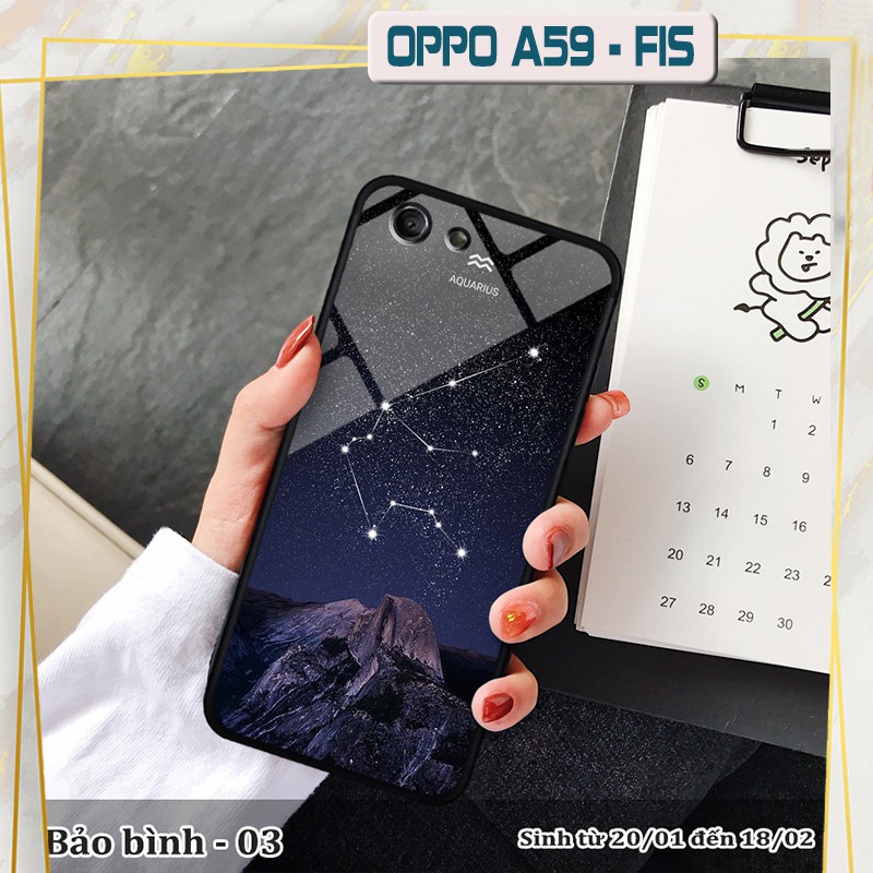 Ốp lưng kính 3D OPPO A59/ F1s cung hoàng đạo