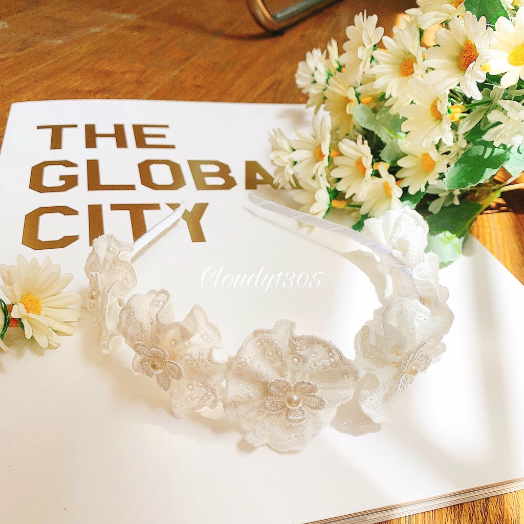 Cài tóc/Bờm tóc hoa đính hạt phong cách tiểu thư