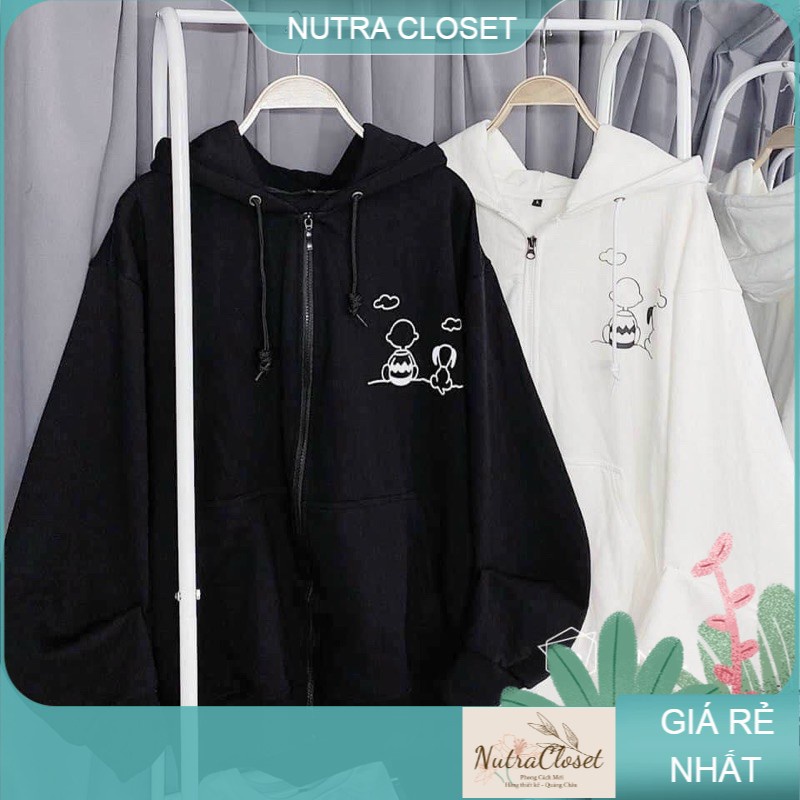 Áo khoác nỉ ngoại dây kéo có nón 2 lớp unisex ulzzang nam nữ