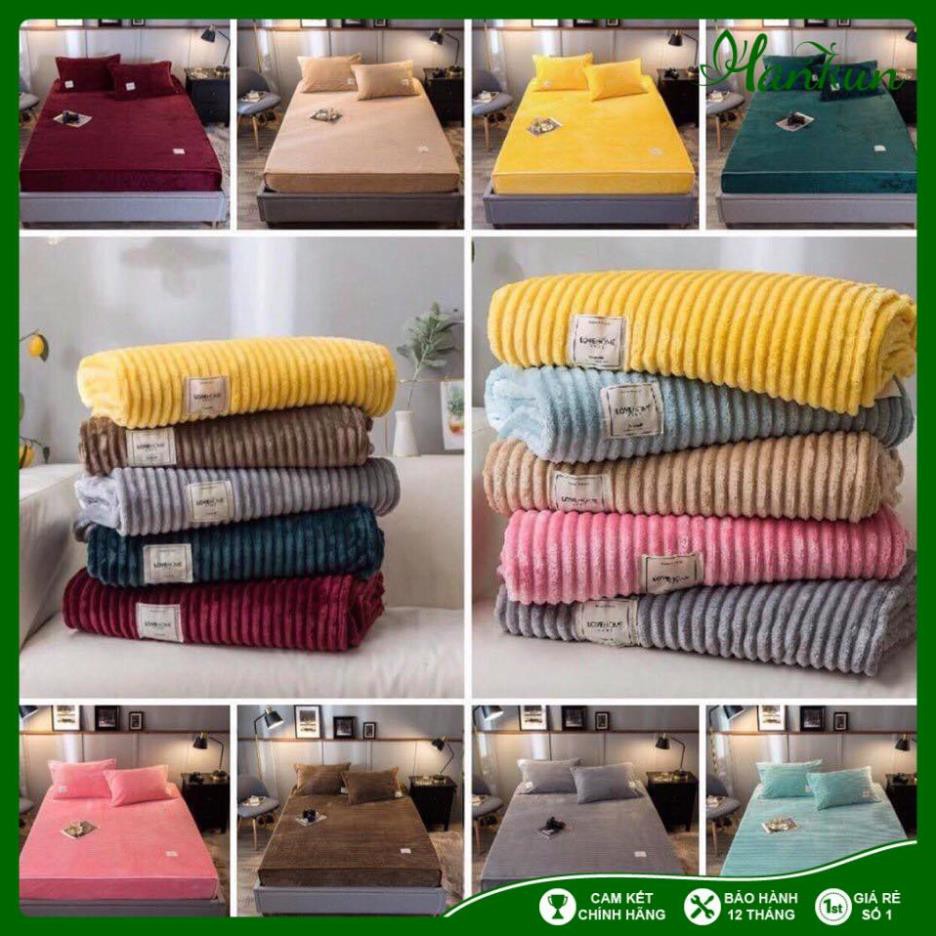 Drap giường/Thảm trải giường/ bộ ga gối nhung tăm 3 món  NHẬP KHẨU cao cấp siêu mịn, ấm kích thước 1M6, 1M8, 2M2