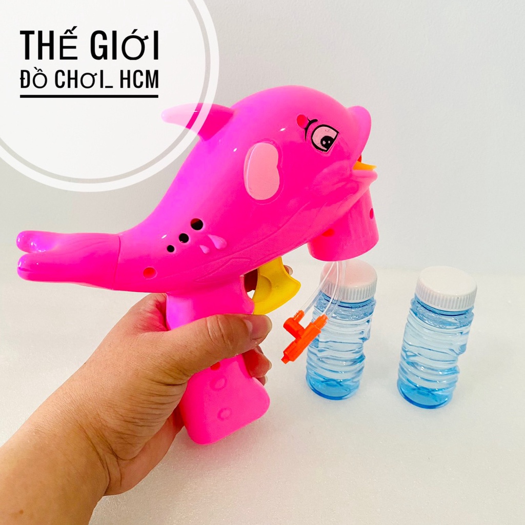 [HÌNH THẬT- CLIP THẬT] Đồ chơi trẻ em súng bắn bong bóng xà phòng hinh cá heo dễ thương dành cho bé gái, bé trai