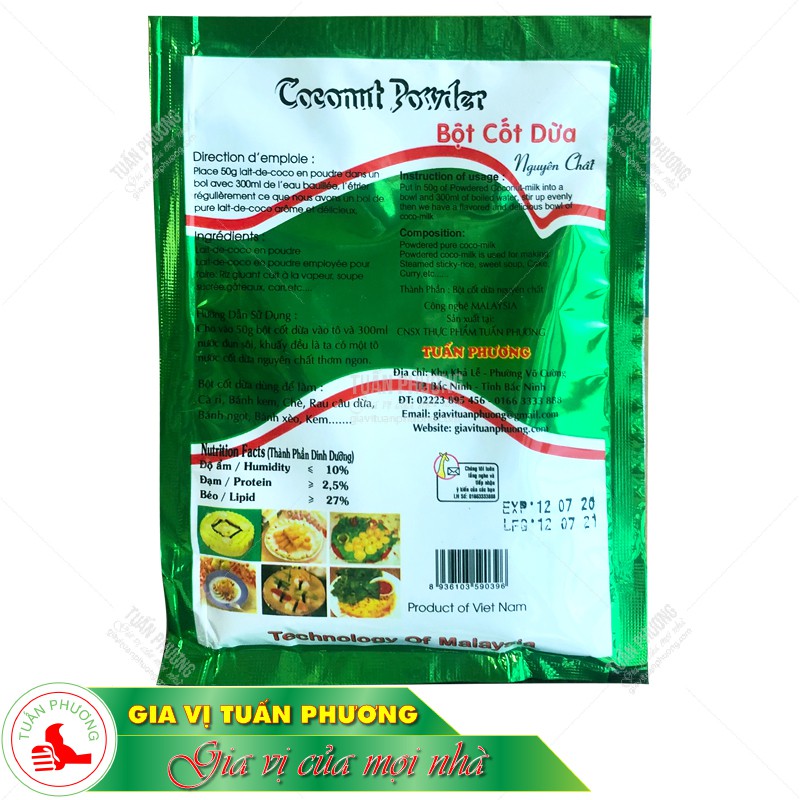 Bột Cốt Dừa Tuấn Phương 50 Gam ( Gói )