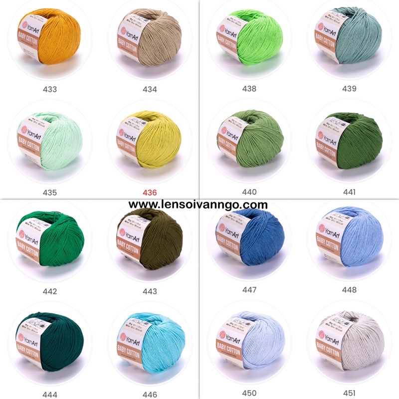 Len YarnArt Baby Cotton (Bảng màu 2) (cuộn 50gr)