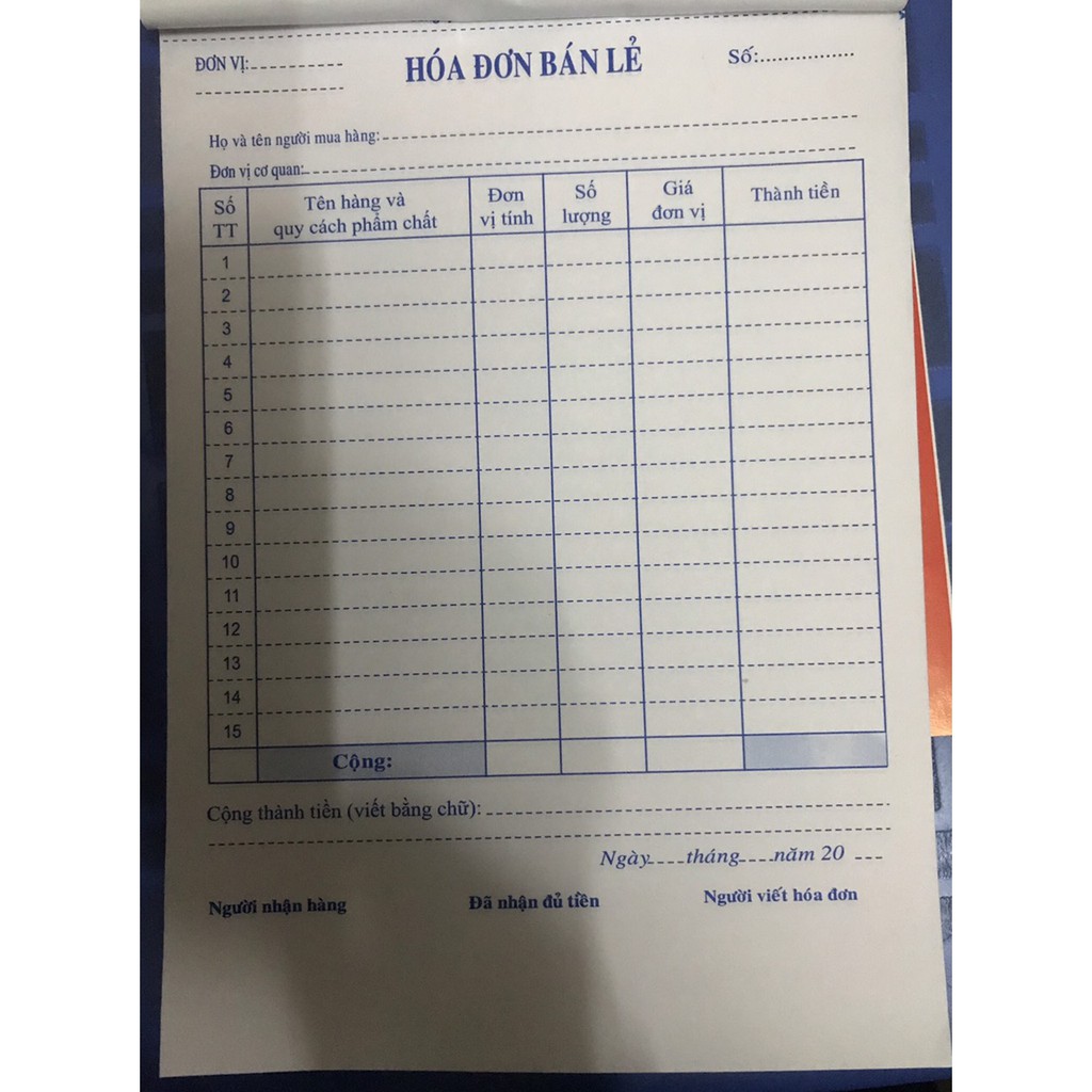Hóa đơn bán lẻ 2 liên Combo 5 quyển đẹp siêu rẻ