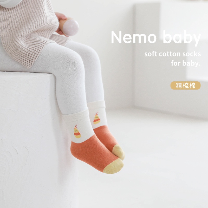 Set 5 đôi vớ KOKOROCARE cotton cổ vừa thoáng khí in hoa dễ thương thời trang thu đông 2022 cho bé 0-8 tuổi size S/ M/ L