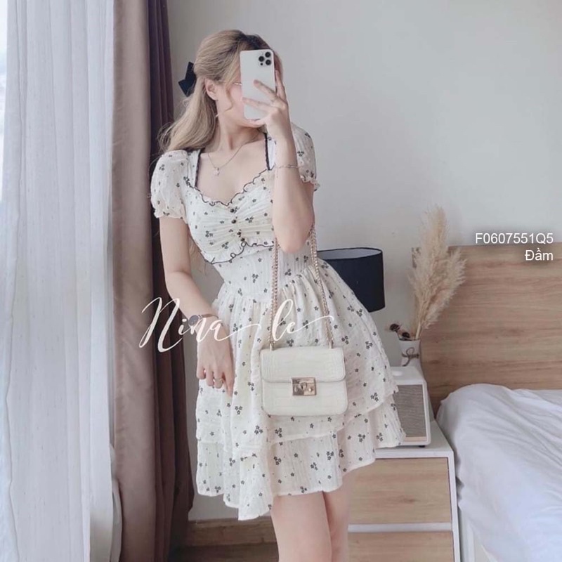 Đầm maxi hồng 2 dây lưng cột nơ eo phối hoa sang trọng VIENS STORE
