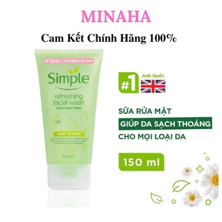 Sữa Rửa Mặt SIMPLE Refreshing Facial Wash Dạng Gel, Gel Rửa Mặt Phù Hợp Với Mọi Loại Da (150ml)