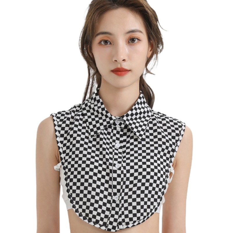 Áo Sơ Mi Giả Cổ Bẻ In Họa Tiết Kẻ Sọc Có Thể Tháo Rời Thời Trang Cho Nữ