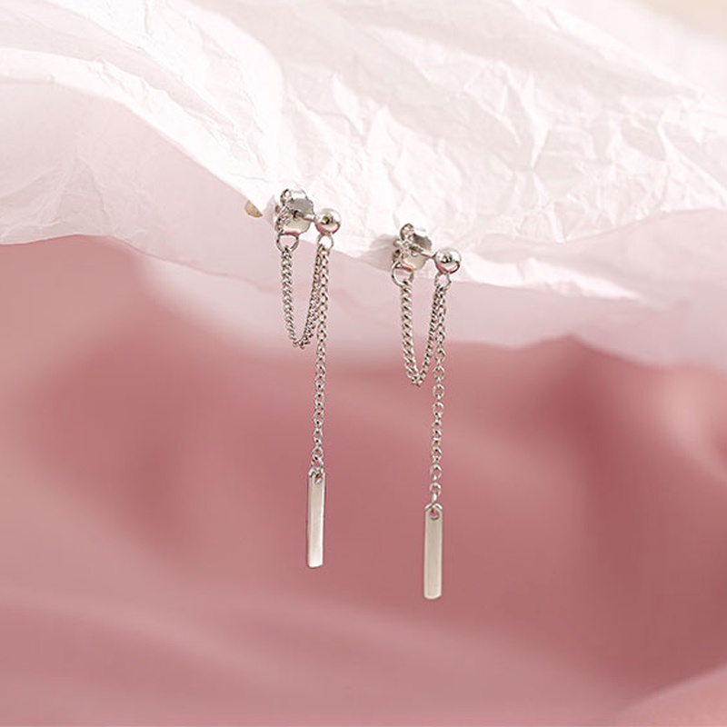 We Flower Chic Silver Tassel Chain Bar Dangle Earrings for Women Simple Fashion Ear Jewelry