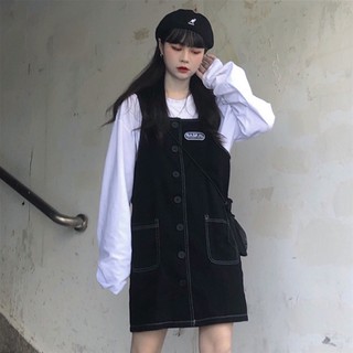 Yếm ulzzang nữ - váy yếm jeans đen