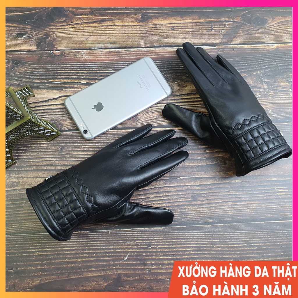 Găng Tay Da Dê Cảm Ứng Cao Cấp (BH 3 Năm) Lót Lông Cực Mềm Mại - GL102