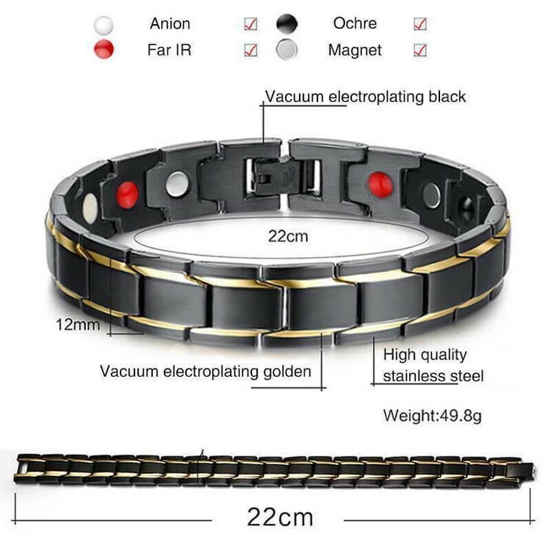 Women Men Detachable Titanium Steel Magnetic Bracelet/ Therapeutic Energy Healing Bracelet