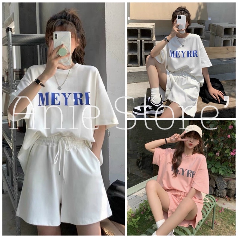 Bộ Quần Áo Thun MEYRR Cộc Tay 🦋 Set Áo Phông Quần Đùi Dáng Rộng 2 Màu 🦋
