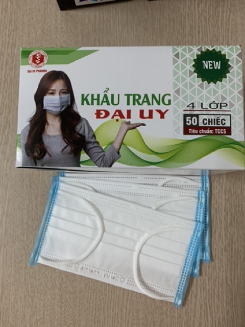 Khẩu Trang Y Tế Kháng Khuẩn Đại Uy 4 lớp - hộp 50 cái tiêu chuẩn TCCS