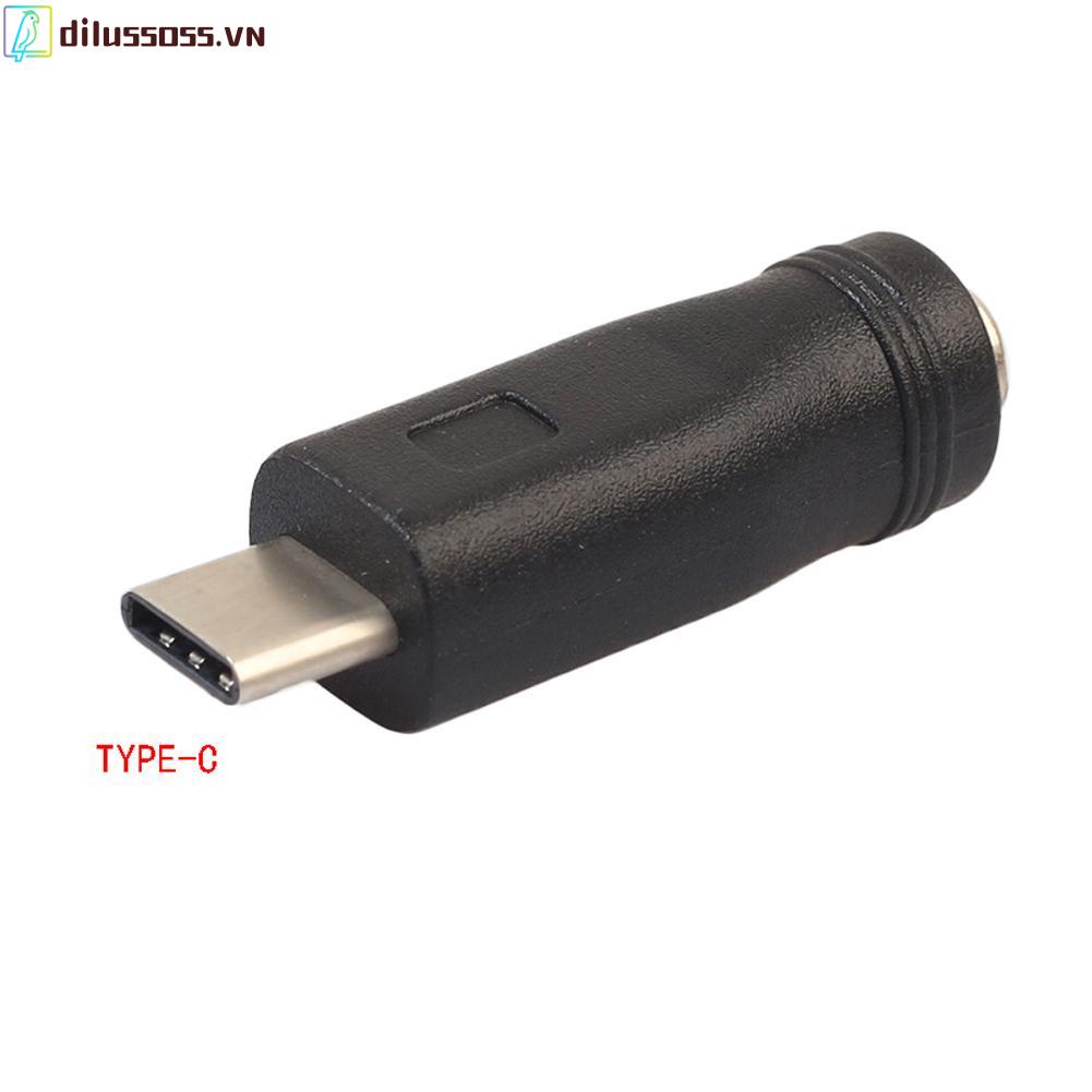 Đầu Chuyển Đổi Nguồn Dilussoss Dc Type-C Usb Male Sang 5.5x2.1mm Female Jack Cho Laptop Pc