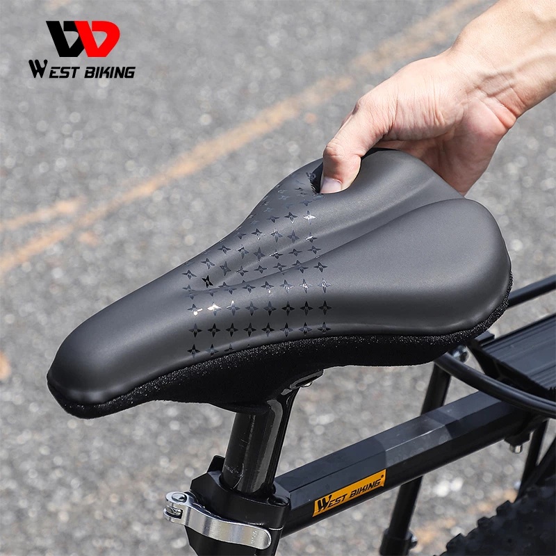Vỏ bọc yên xe đạp WEST BIKING bằng da PU và xốp silicone mềm mại dày chống trượt