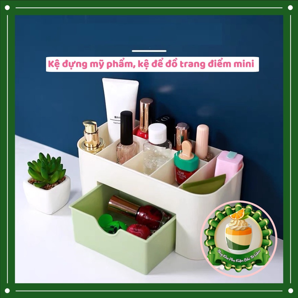 Kệ đựng mỹ phẩm, kệ để đồ trang điểm mini nhiều ô tiện ích có ngăn kéo