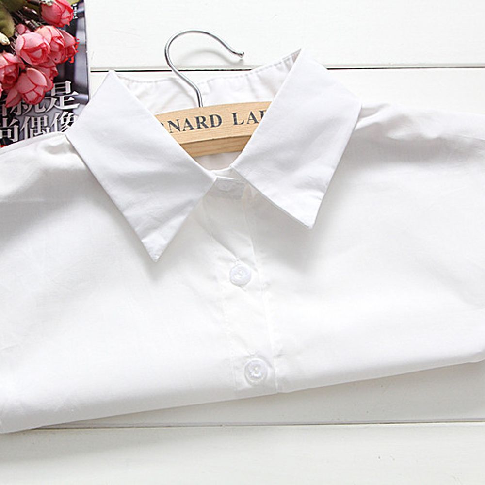 Cổ Áo Sơ Mi Màu Trơn Thời Trang Phong Cách Vintage Cho Nữ