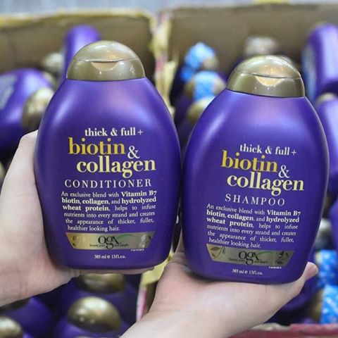 Bộ dầu gội và dầu xả Ogx Thick and Full Biotin and Collagen