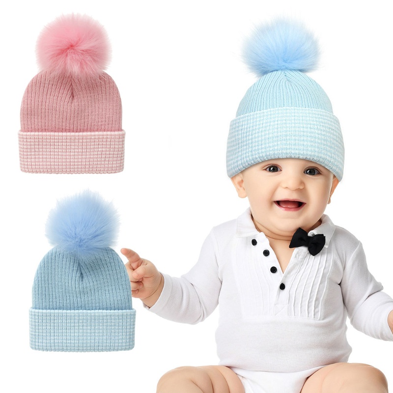 Mũ Beanie Đan Len Dày Dặn Giữ Ấm Mùa Đông Cho Bé Trai Và Gái