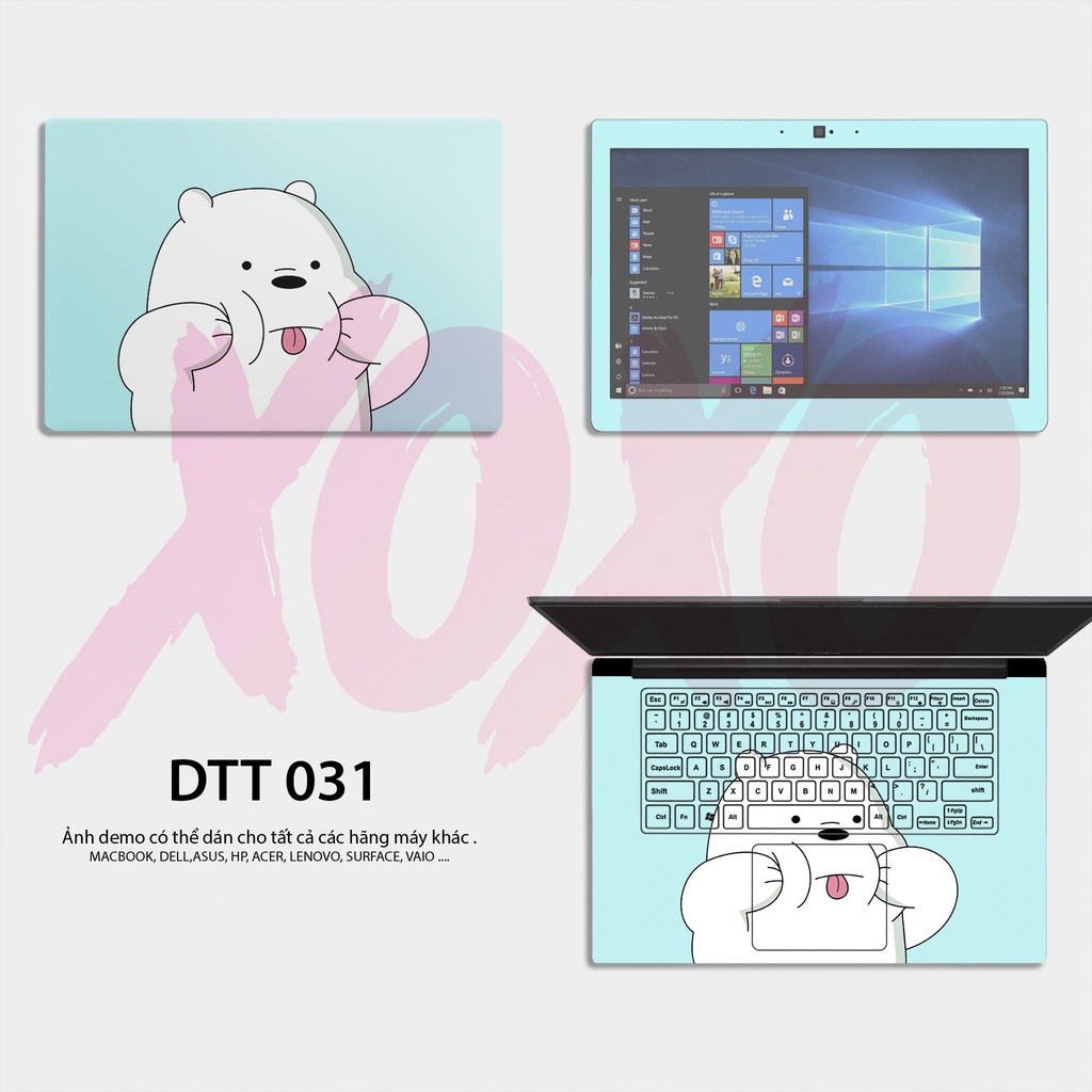 decal dán laptop chống xước mẫu WE BARE BEARS - Decal Dán có cho Dell, Hp, Asus, Lenovo, Acer, MSI, Surface,Vaio, Macboo