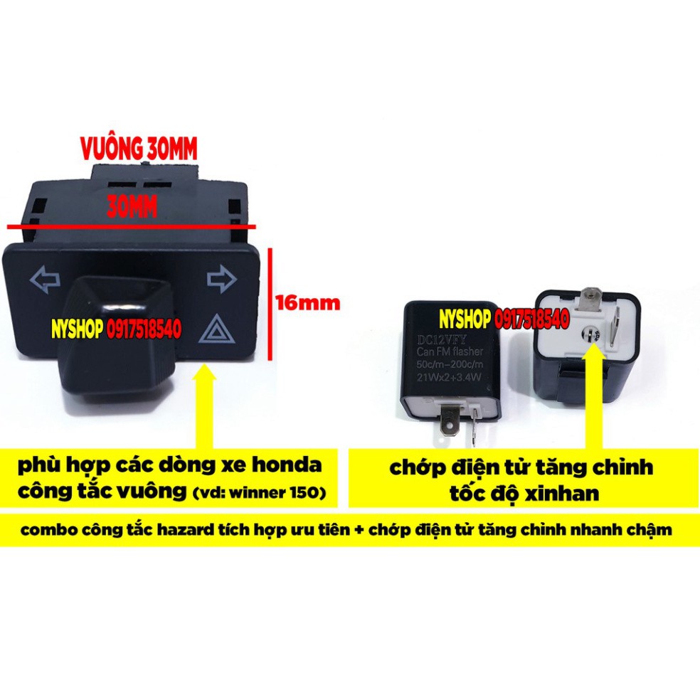 COMBO Công Tắc Xi Nhan Tích Hợp Ưu Tiên HAZARD Chế Các Loại Xe Honda, Yamaha