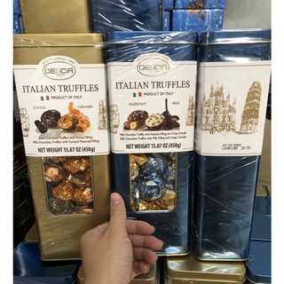 Socola tươi Delicia Italian Truffles Chocolate cặp 2 hộp 450g x 2 - hộp thiếc sang trọng.