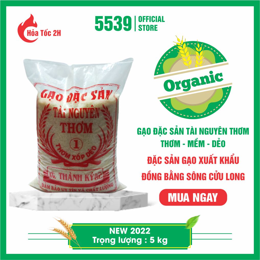 Gạo tài nguyên ⚡️ Giao nhanh 2H ⚡️ Gạo tài nguyên chợ đào, gạo đặc sản miền tây Gói 5 kg thơm xốp dẻo - Shop 5539