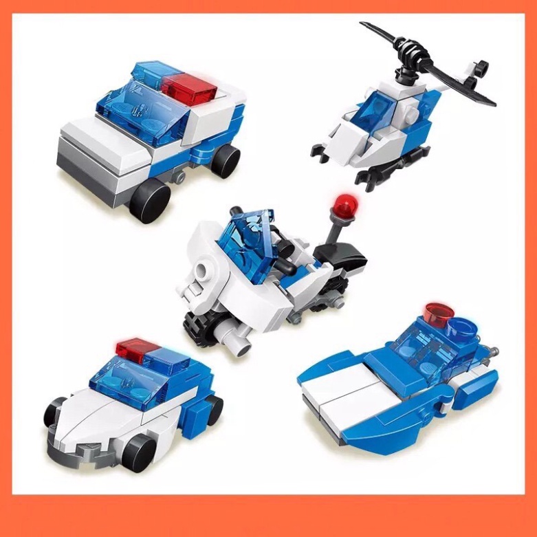 Đồ chơi lắp ráp lego giá rẻ Qman 2105 mô hình xe xây dựng, xe cảnh sát cho bé (1375LCS)